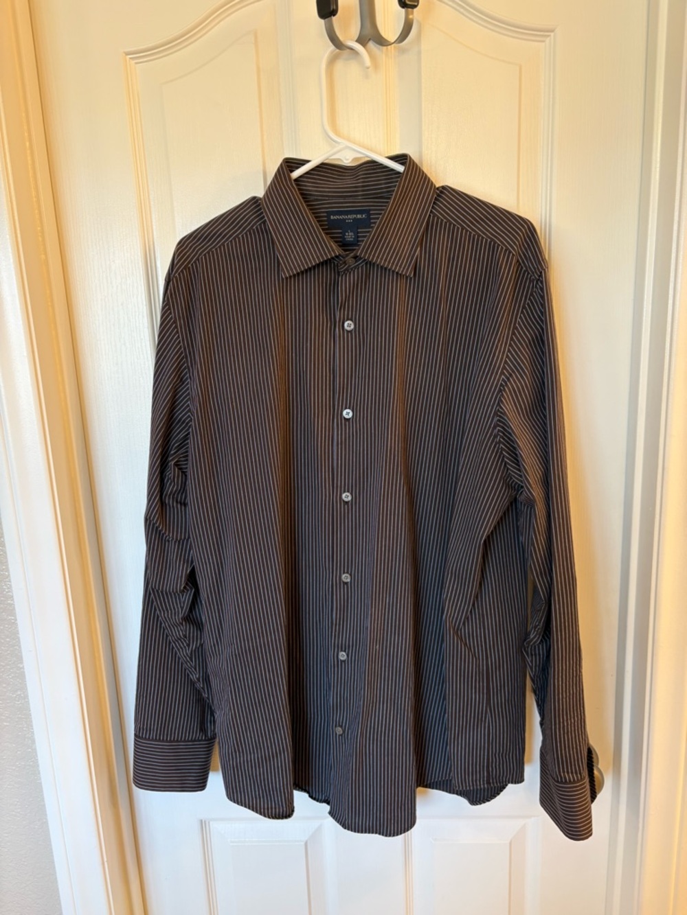Banana Republic Brown and Light Blue Pinstripe Dress Shirt